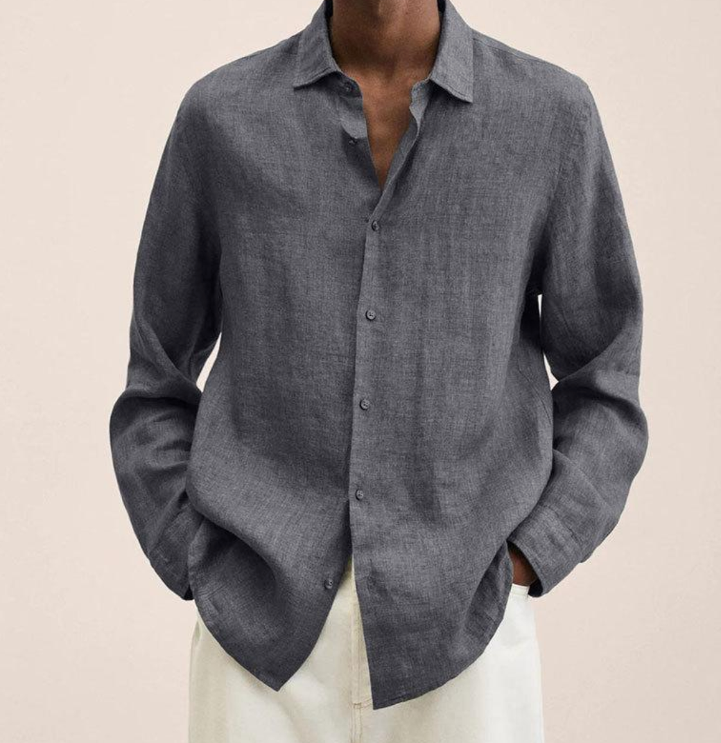 Men’s Linen-Blend Shirt With Classic Fit