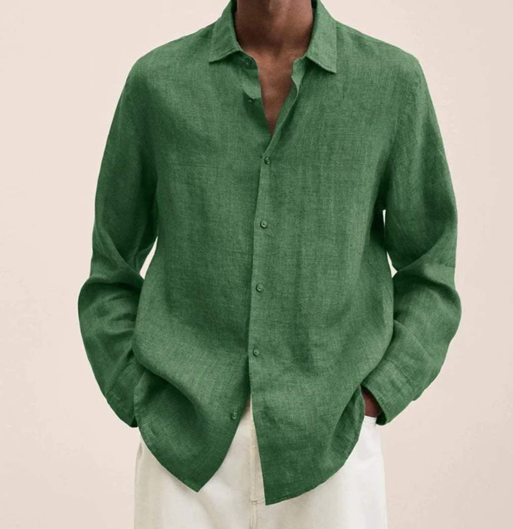 Men’s Linen-Blend Shirt With Classic Fit