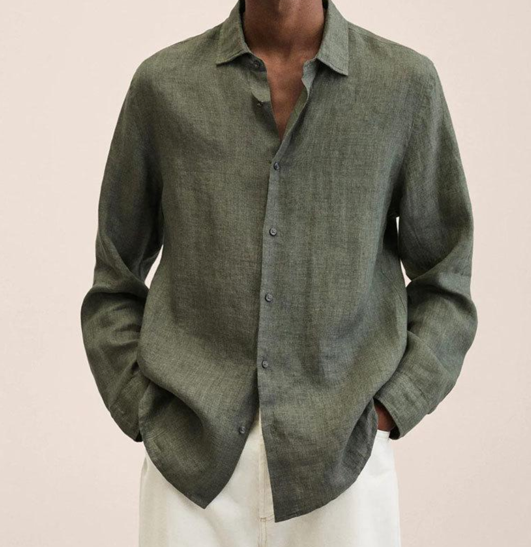 Men’s Linen-Blend Shirt With Classic Fit