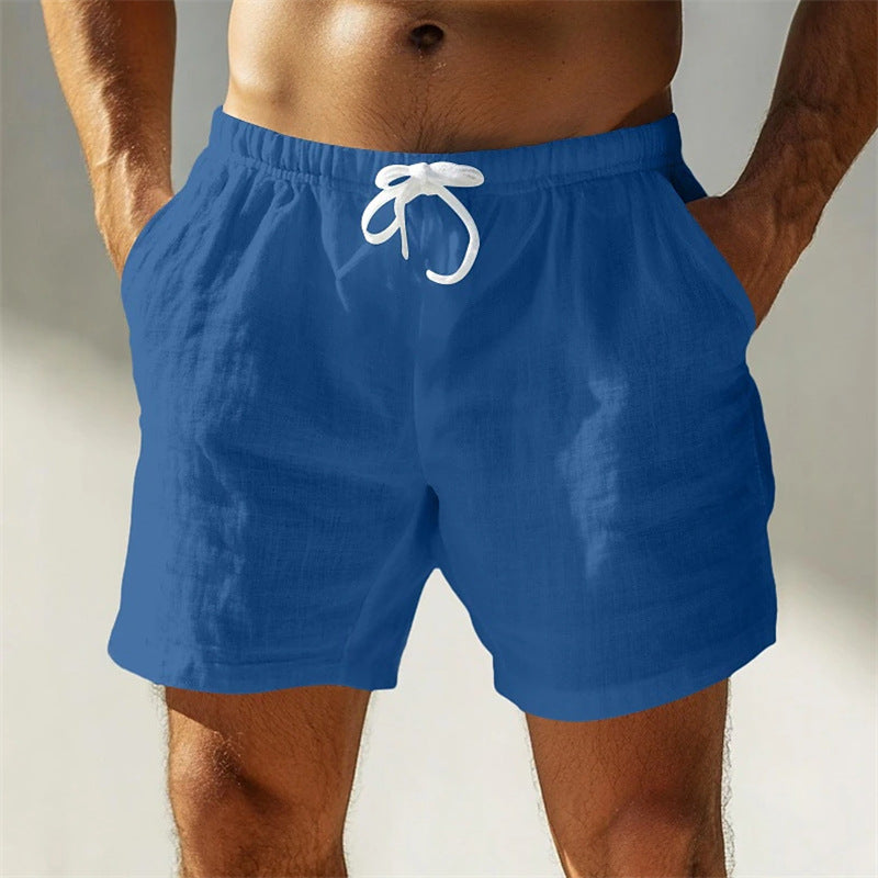 Close-up of the breathable cotton blend shorts fabric