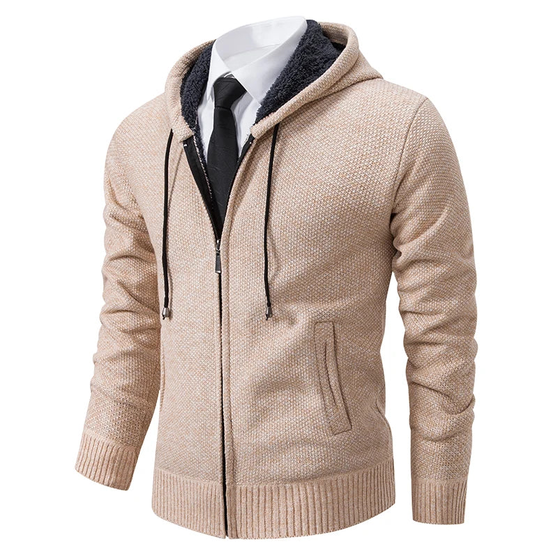 Men's Fleece Stand Collar Zipper Cardigan Sports Coat