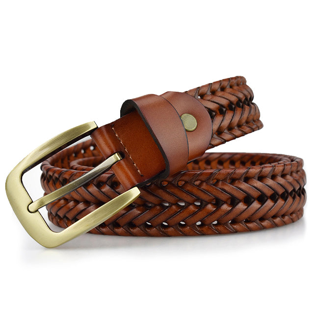 Braided Leather Belt Saddlebrown