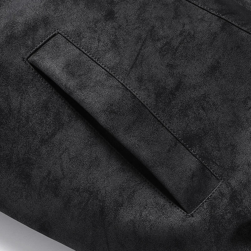 Men's Faux Suede Zip-Up Bomber Jacket Elastic Cuffs Spring Outerwear