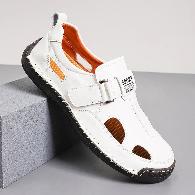 Close-up of the cushioned footbed inside a men's loafer
