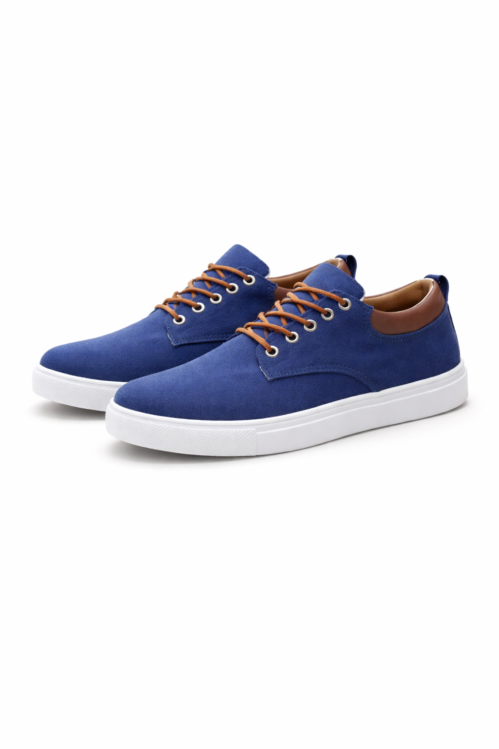 Top view of men's low-top sneakers and their lace-up design