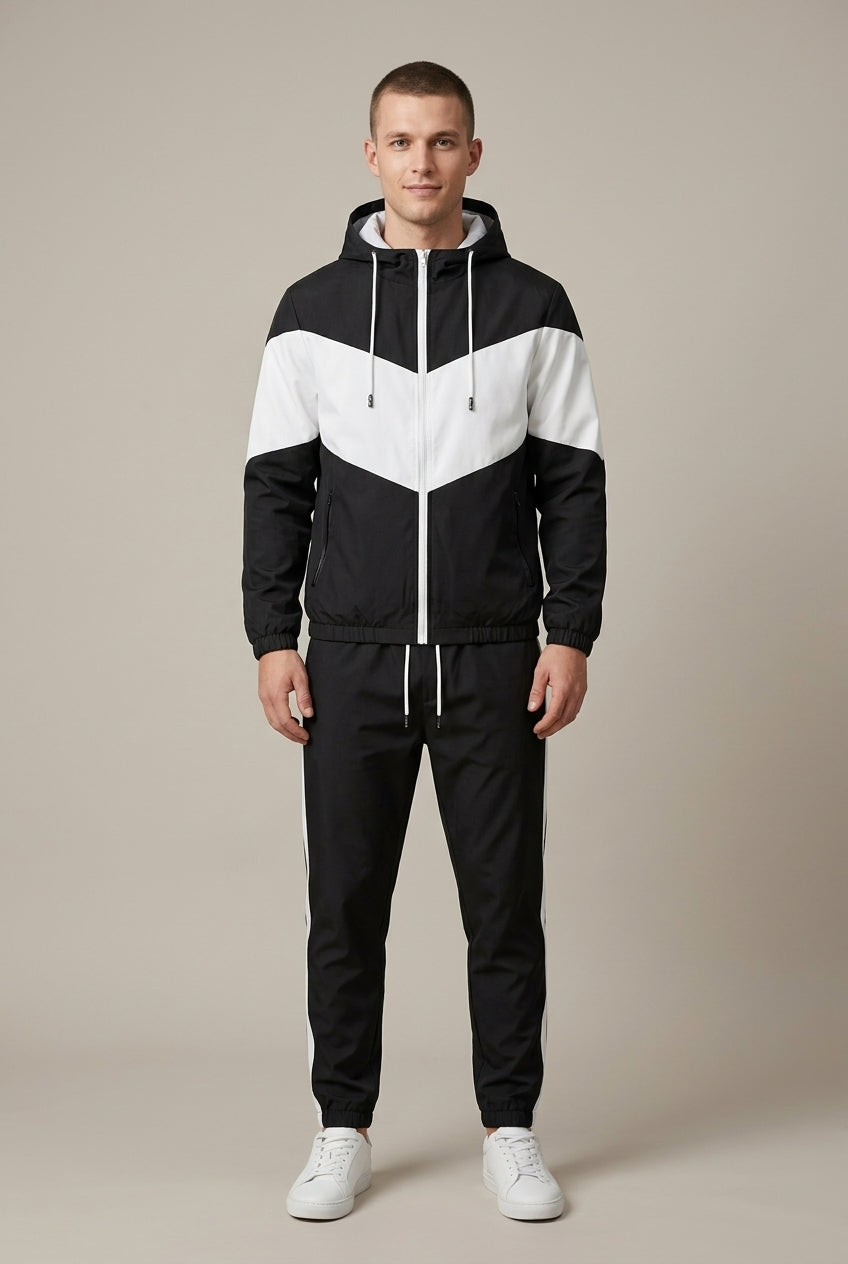 Men's Two-Piece Hooded Track Jacket and Jogger Set