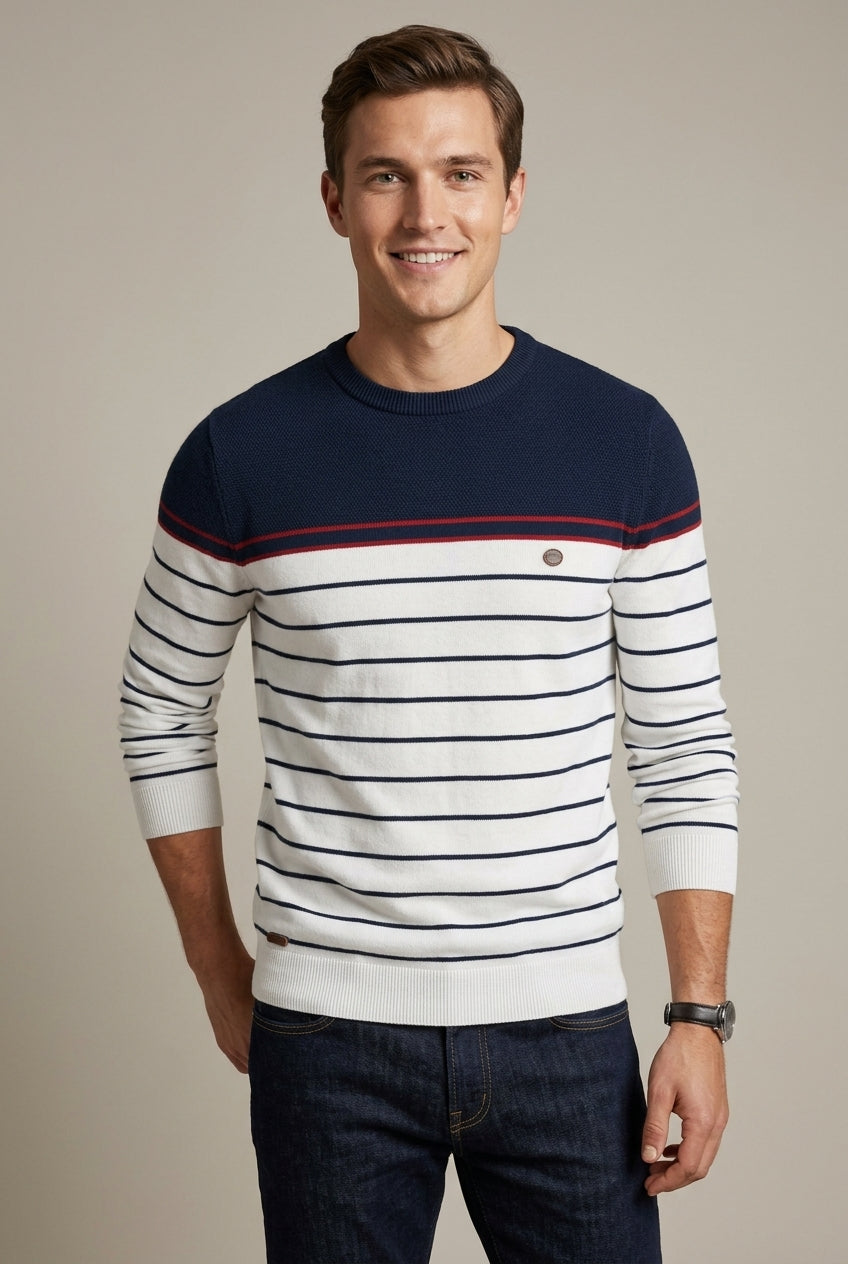 Men's Striped Crew-Neck Sweater