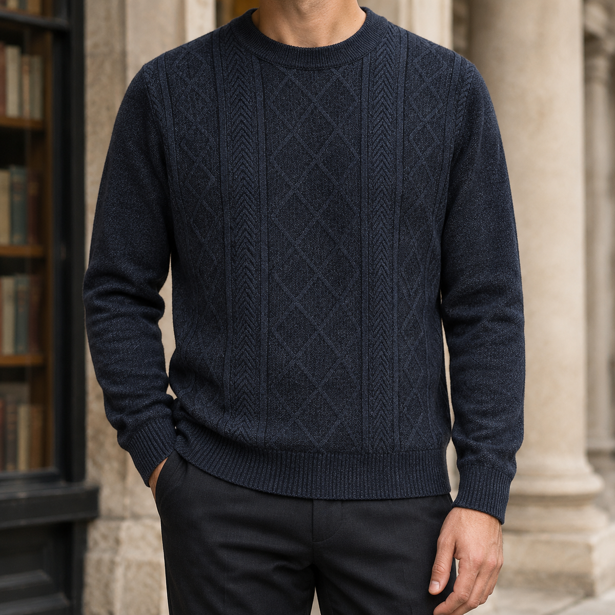 Men's Textured Crew-Neck Sweater