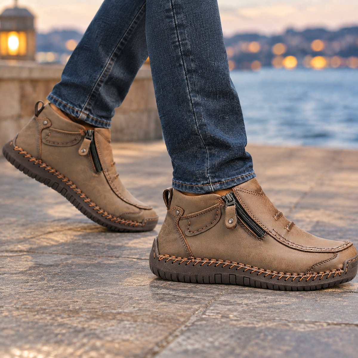 Men's Ankle Boots With Side Zips