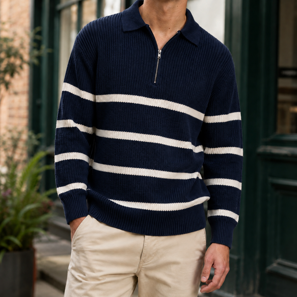 Men's Ribbed Half-Zip Sweater