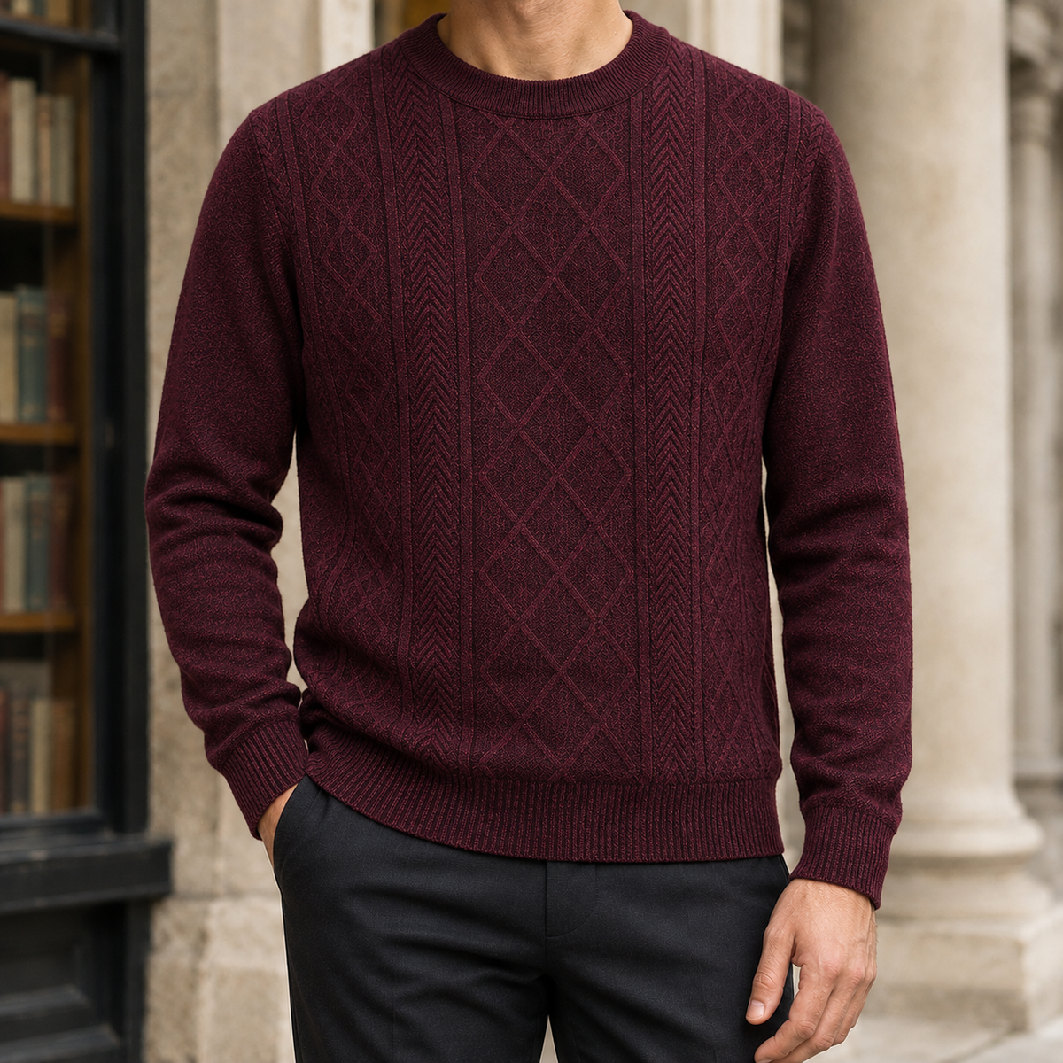 Men's Textured Crew-Neck Sweater
