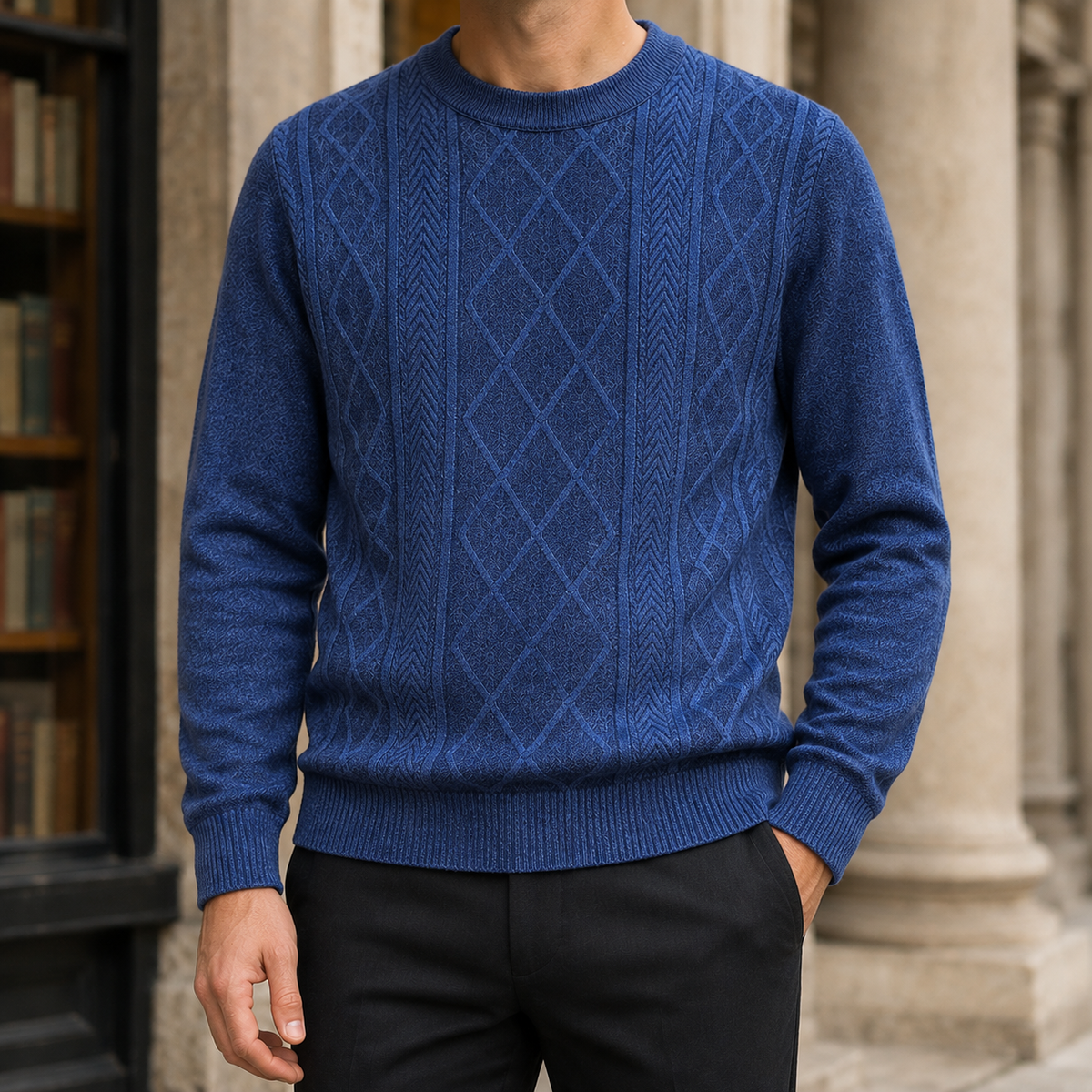 Men's Textured Crew-Neck Sweater