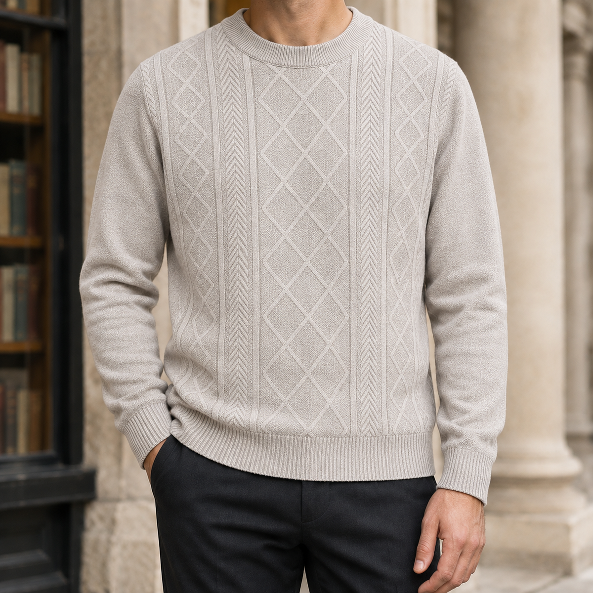 Men's Textured Crew-Neck Sweater
