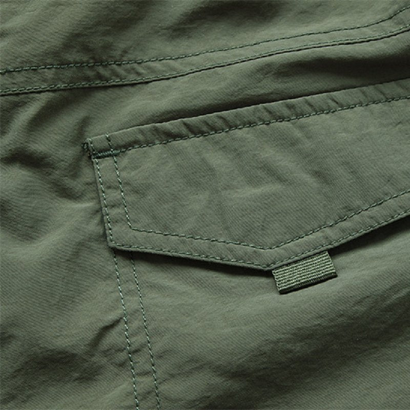 Close-up of the elastic waistband on men's casual pants