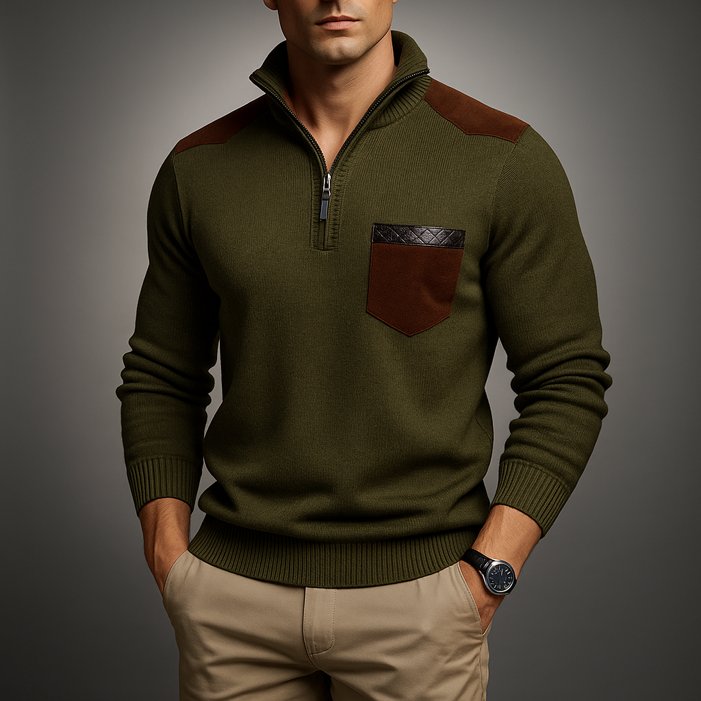 Back view of the men's ribbed cardigan