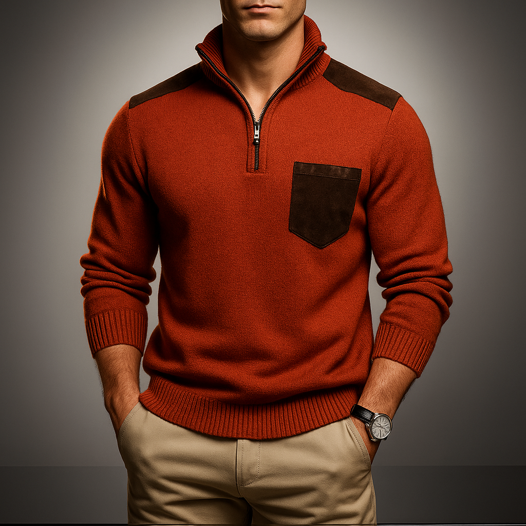 Men's Ribbed Cardigan With Zip-Through Neck