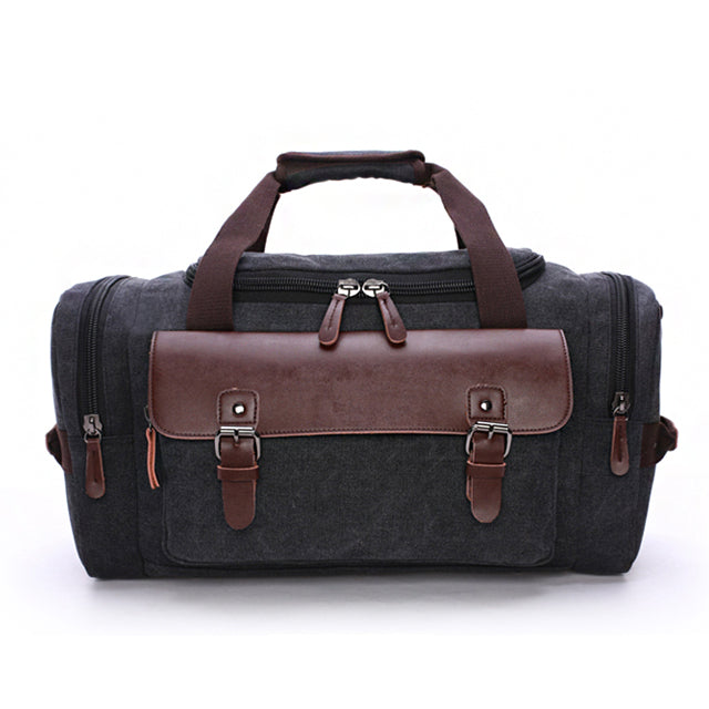 Canvas duffel travel bag with sturdy handles and spacious interior for overnight packing