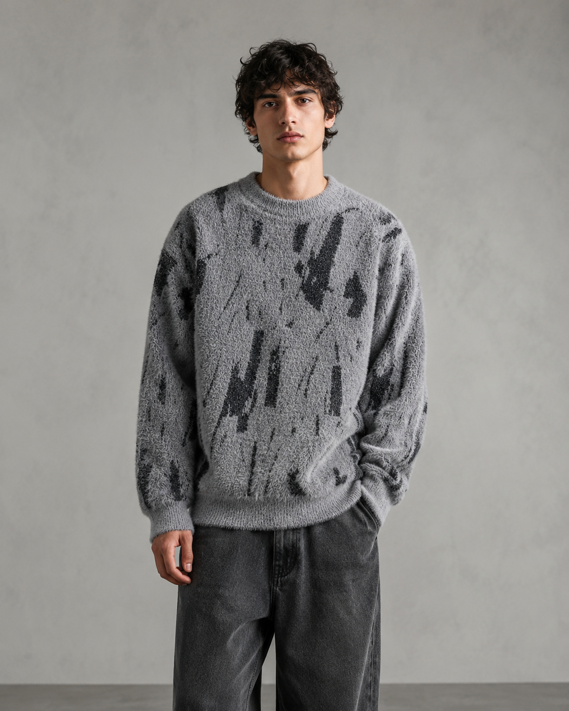 Men's Abstract Knit Sweater With Relaxed Fit