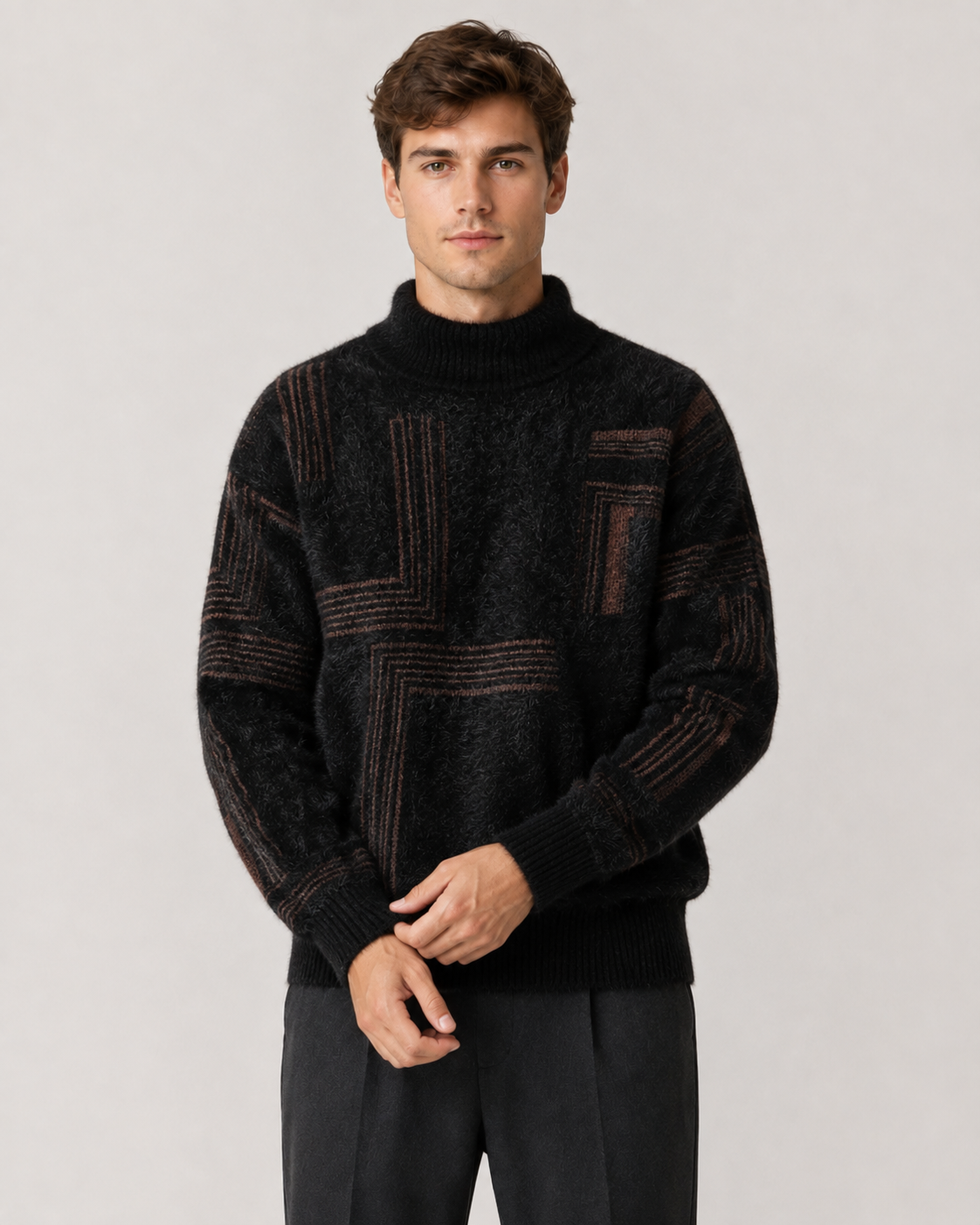 Men's Brushed Knit Funnel Neck Sweater