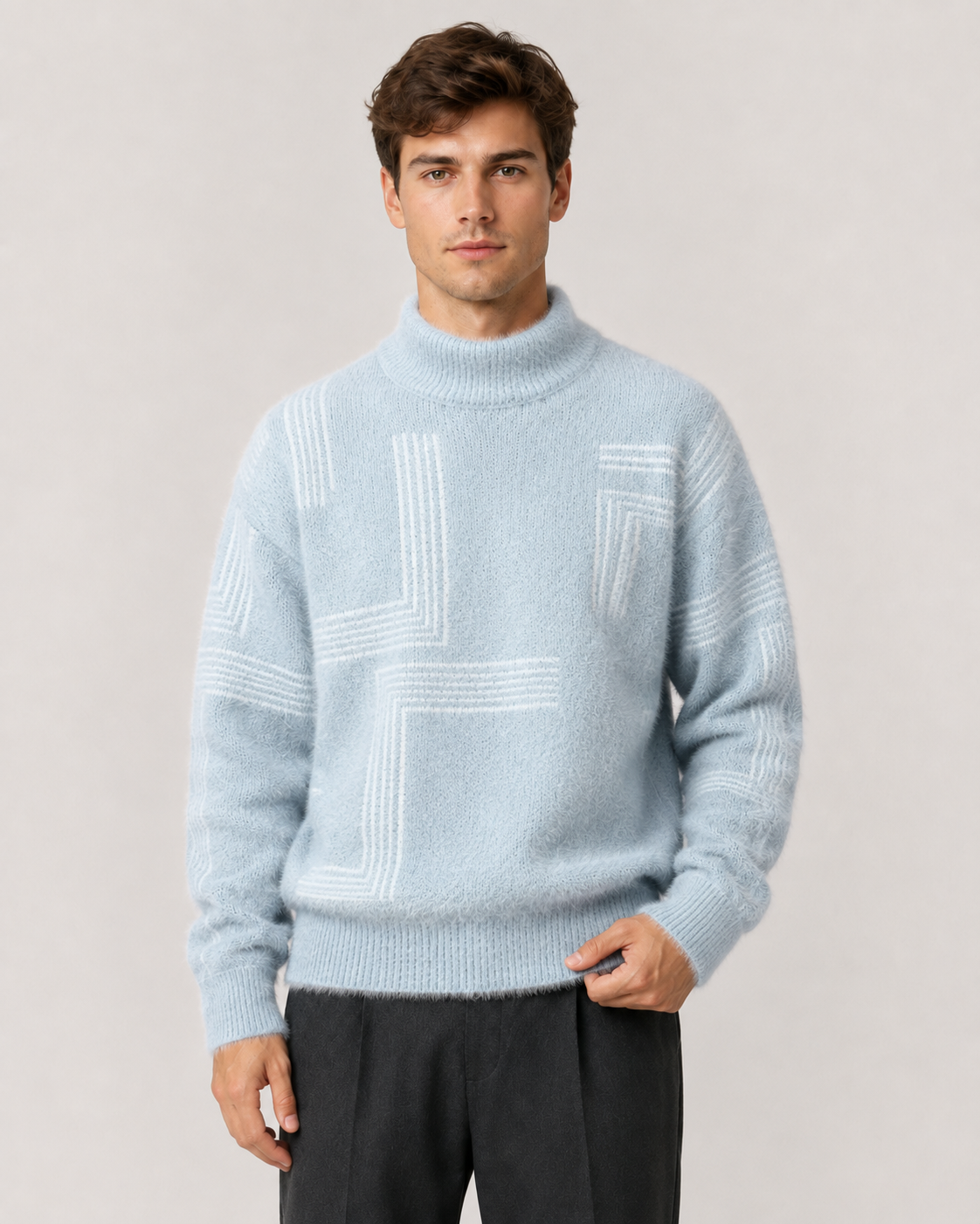 Men's Brushed Knit Funnel Neck Sweater