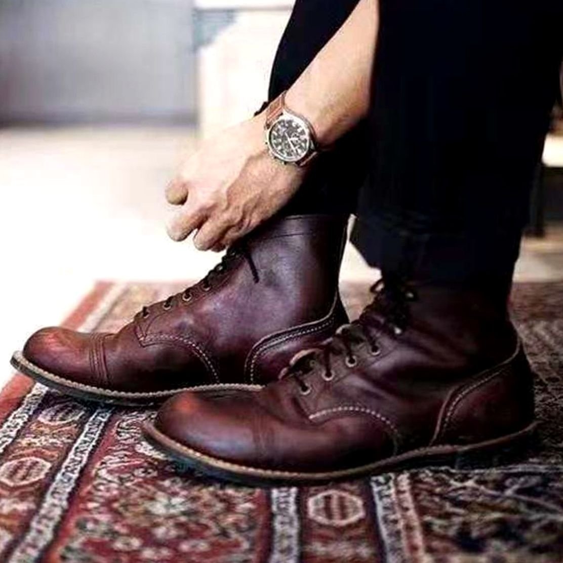 Men's insulated lace-up winter ankle boots shown from the side