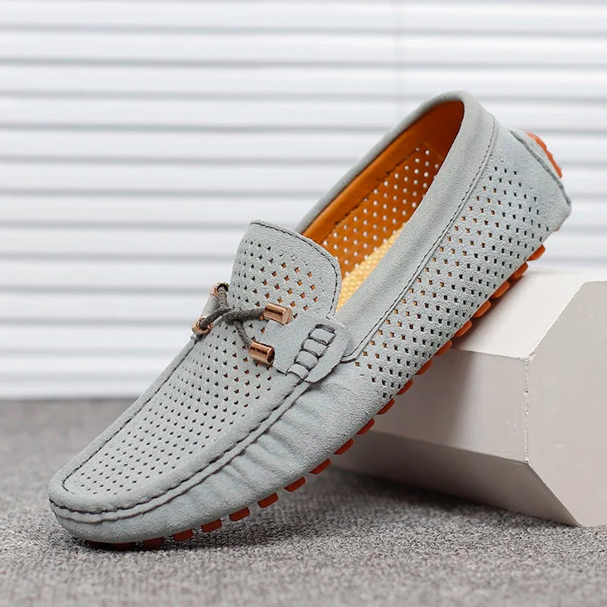 Men's Perforated Suede Slip-On Driving Loafers