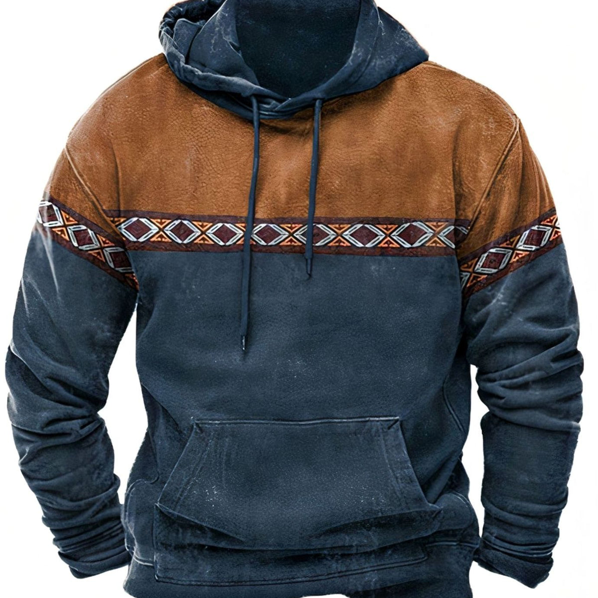 Men's Color-Block Drawstring Hoodie