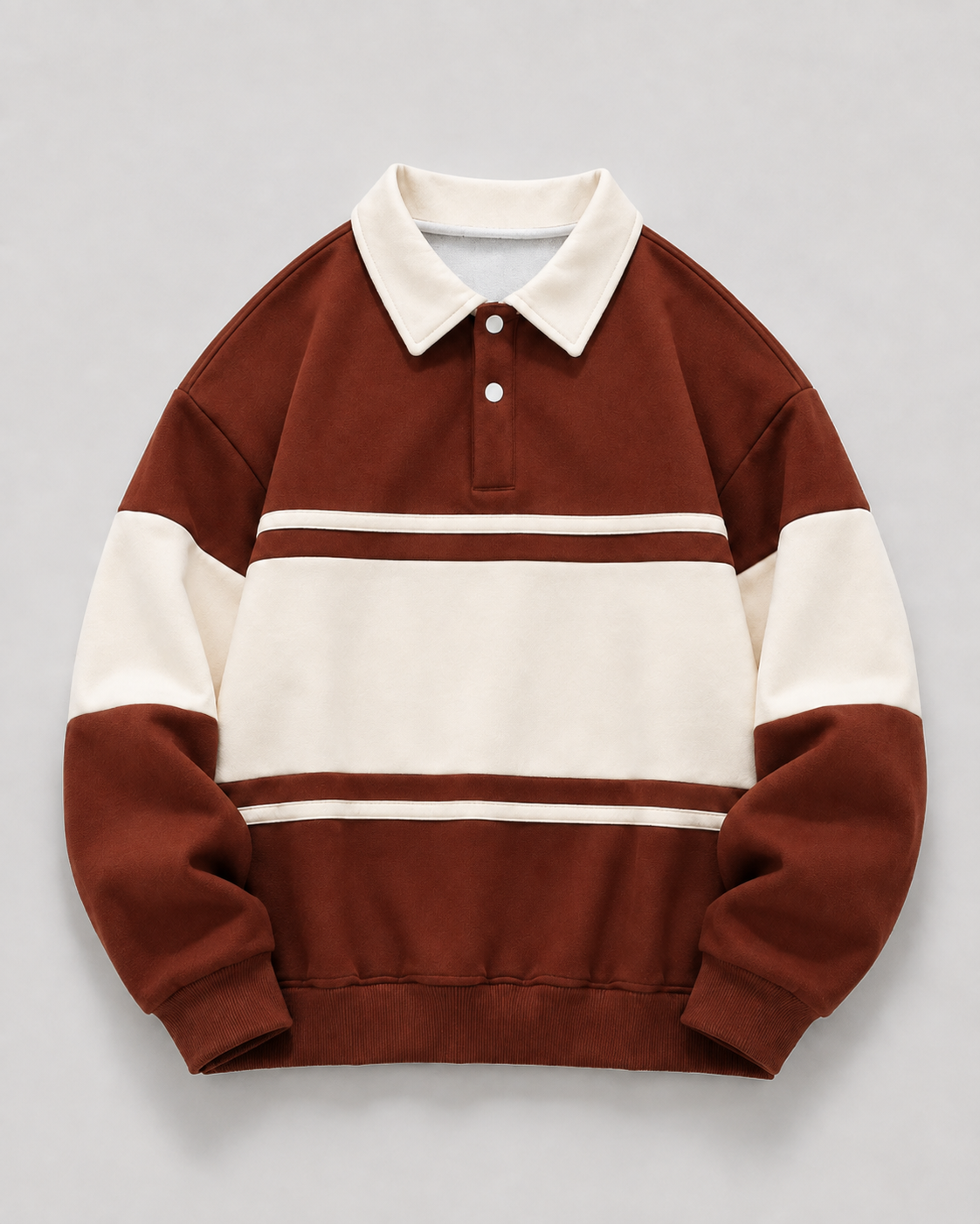 Men's Rugby Polo Sweater Color Block Long Sleeve
