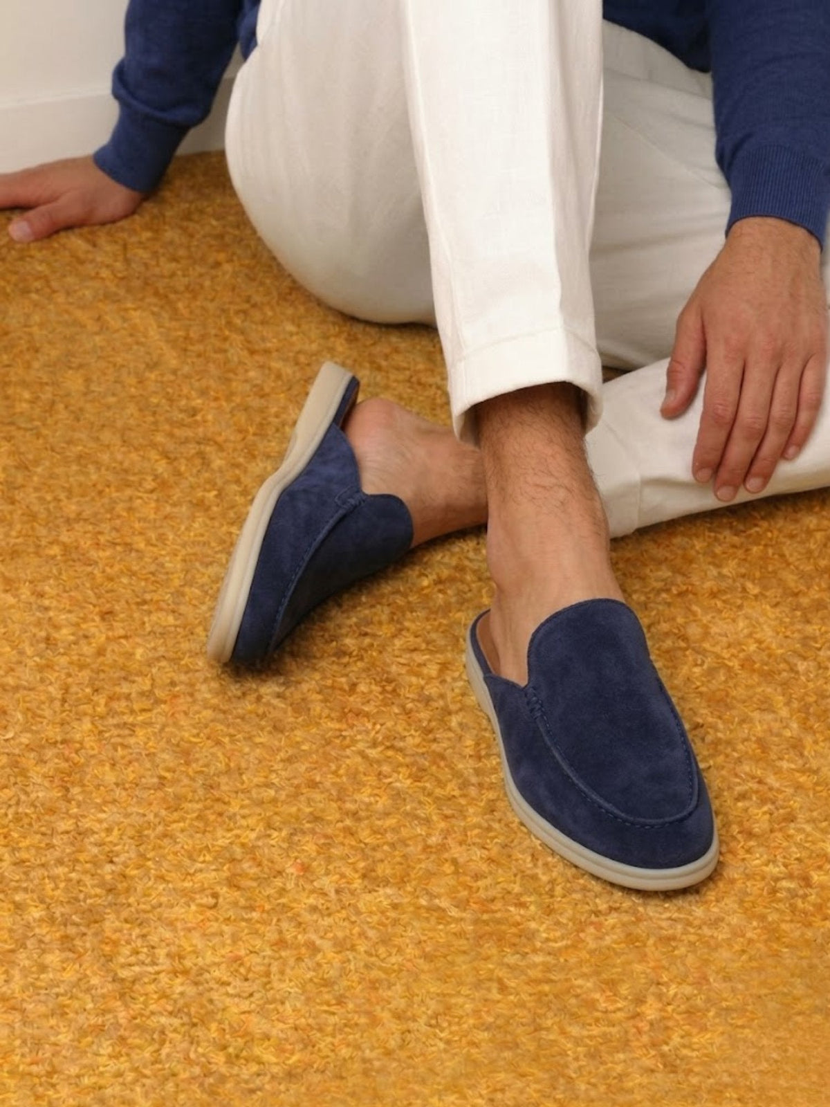 Men's Slip-On Mules With Open Heel And Stitched Detail