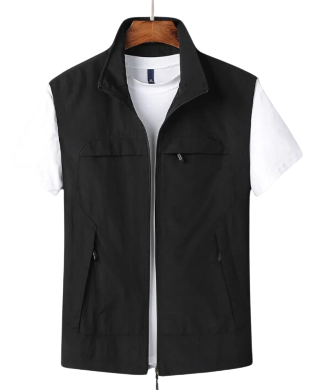 Men's longline cardigan styled as a polished layering piece
