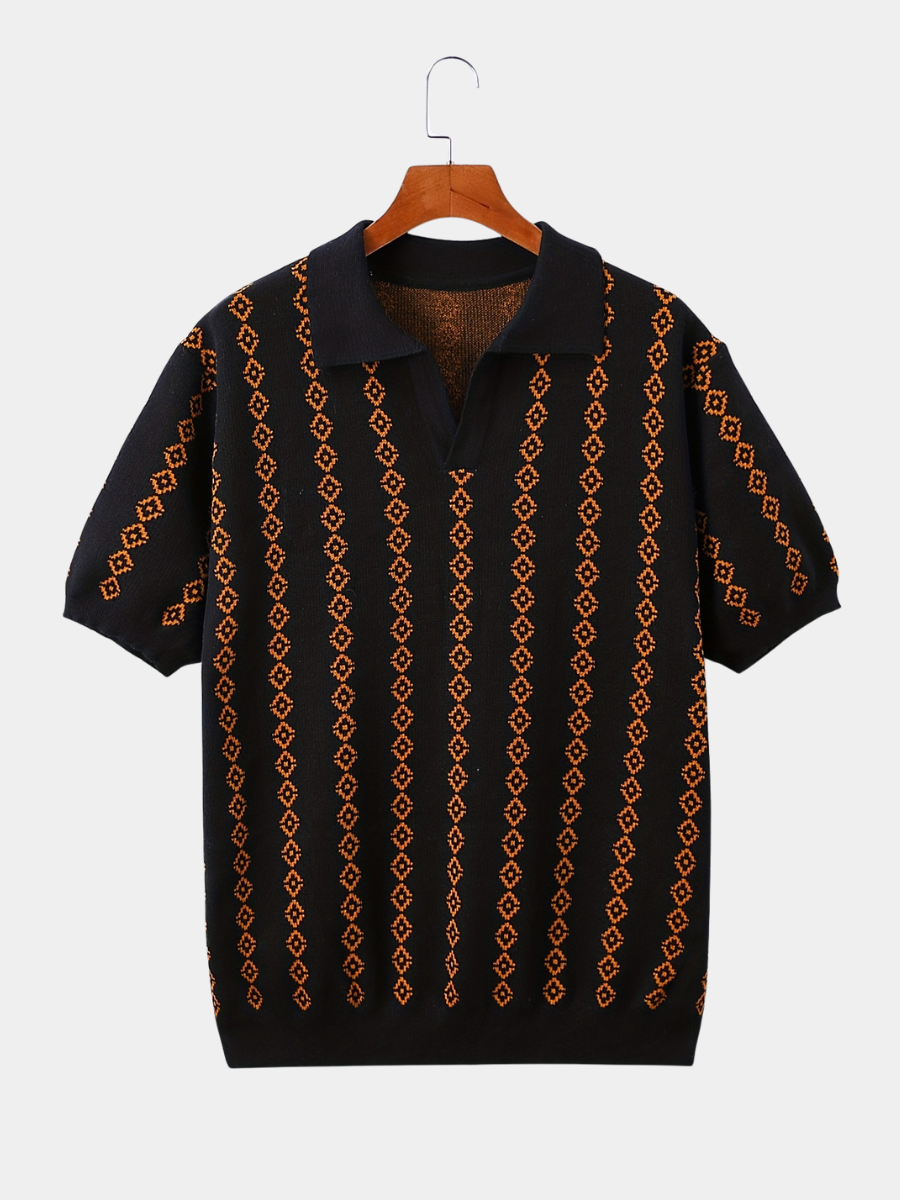 Men's longline knit sweater displayed from the front