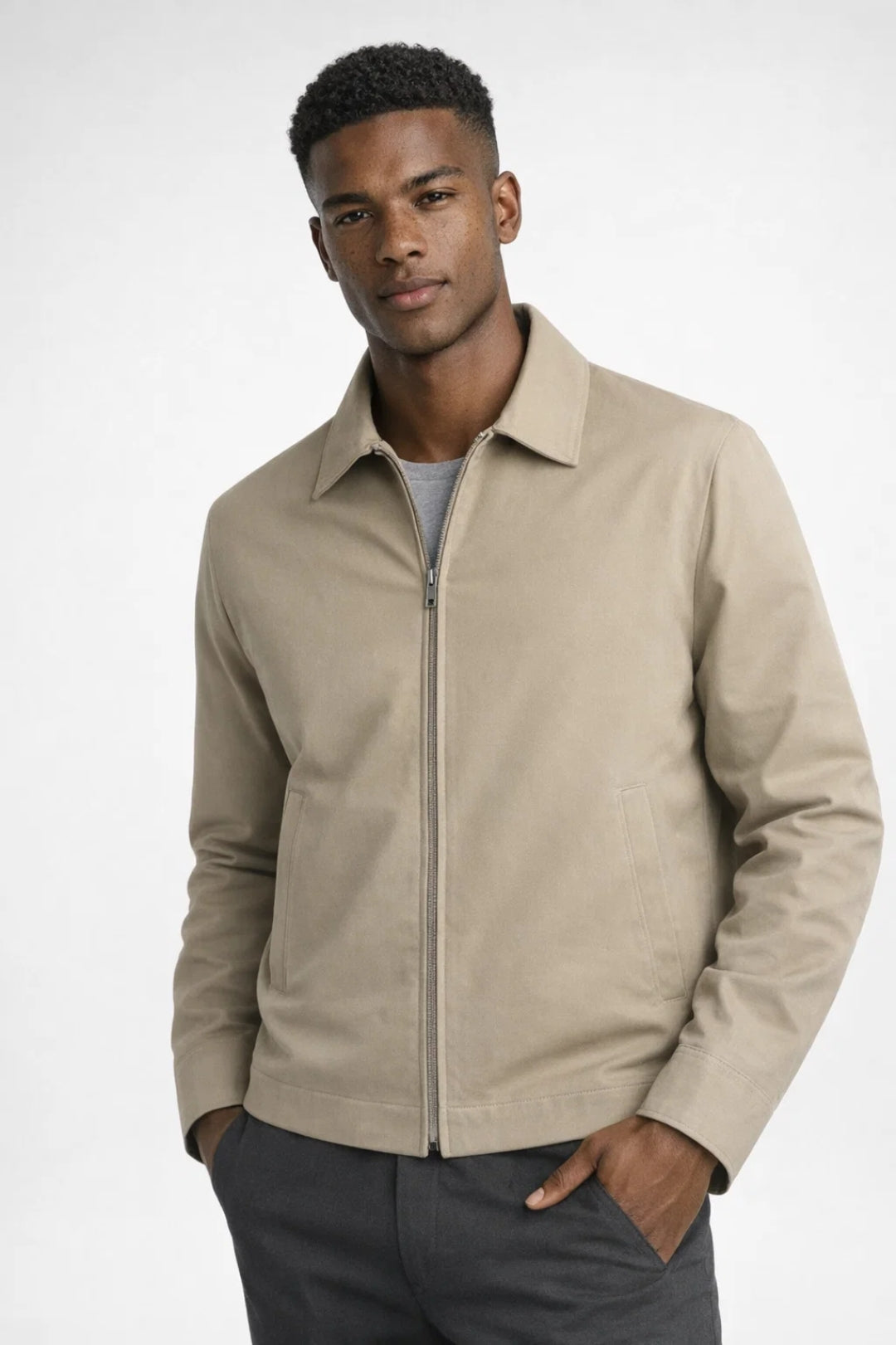 Men's padded longline coat displayed from the back with a clean, polished silhouette.