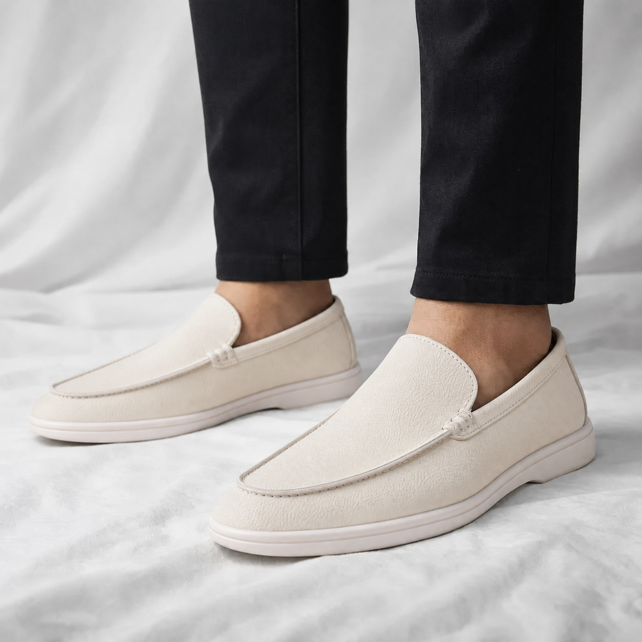 Sole and heel detail of men's leather loafers