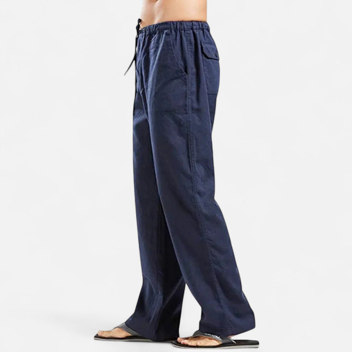 Men's casual wide-leg pants shown in a full-length view
