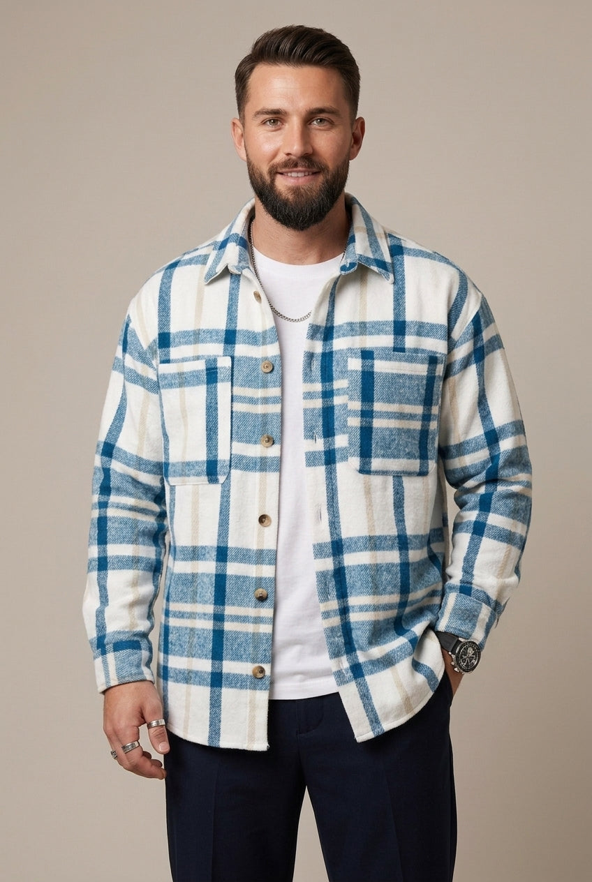 Relaxed-fit checked overshirt for men's casual outfits