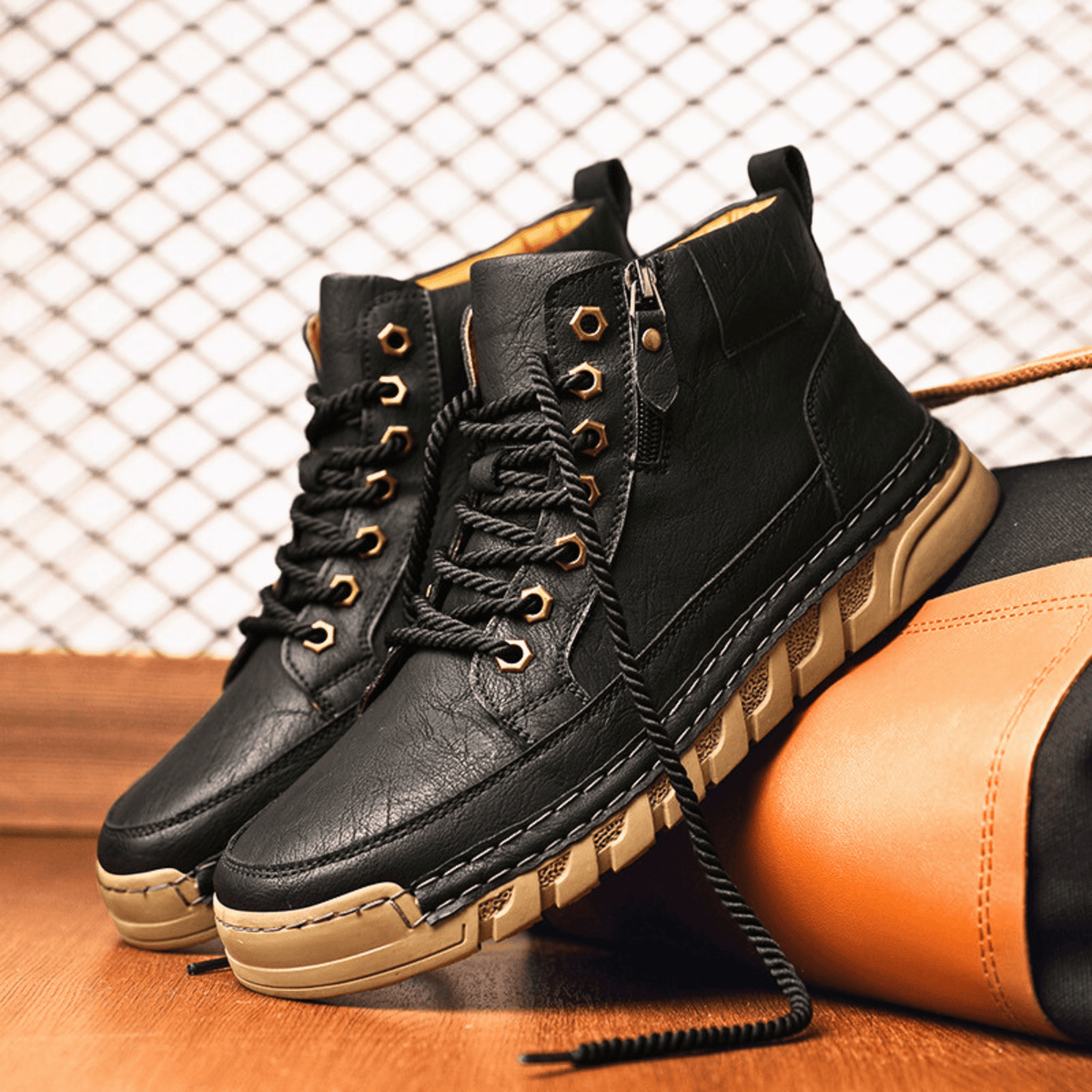 Side profile of a men's everyday leather boot
