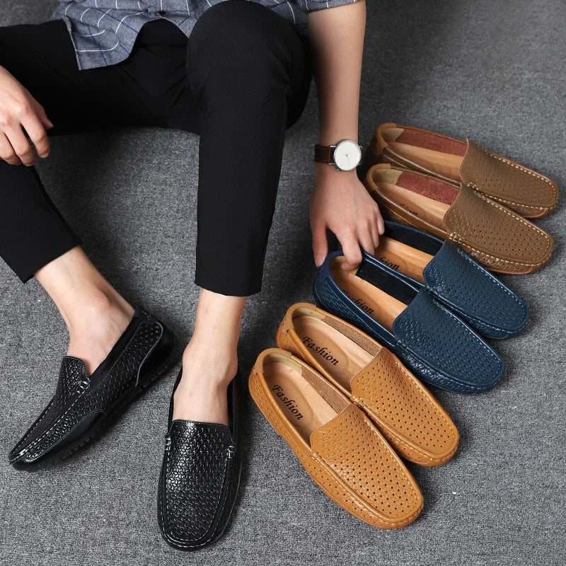 Pair of structured slip-on loafers ready for work or weekend wear